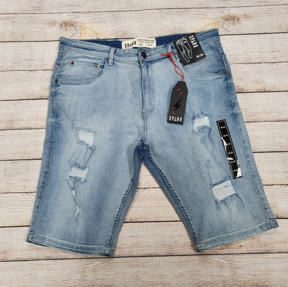 Spark Slim Stretch Distressed Jean‎ Shorts